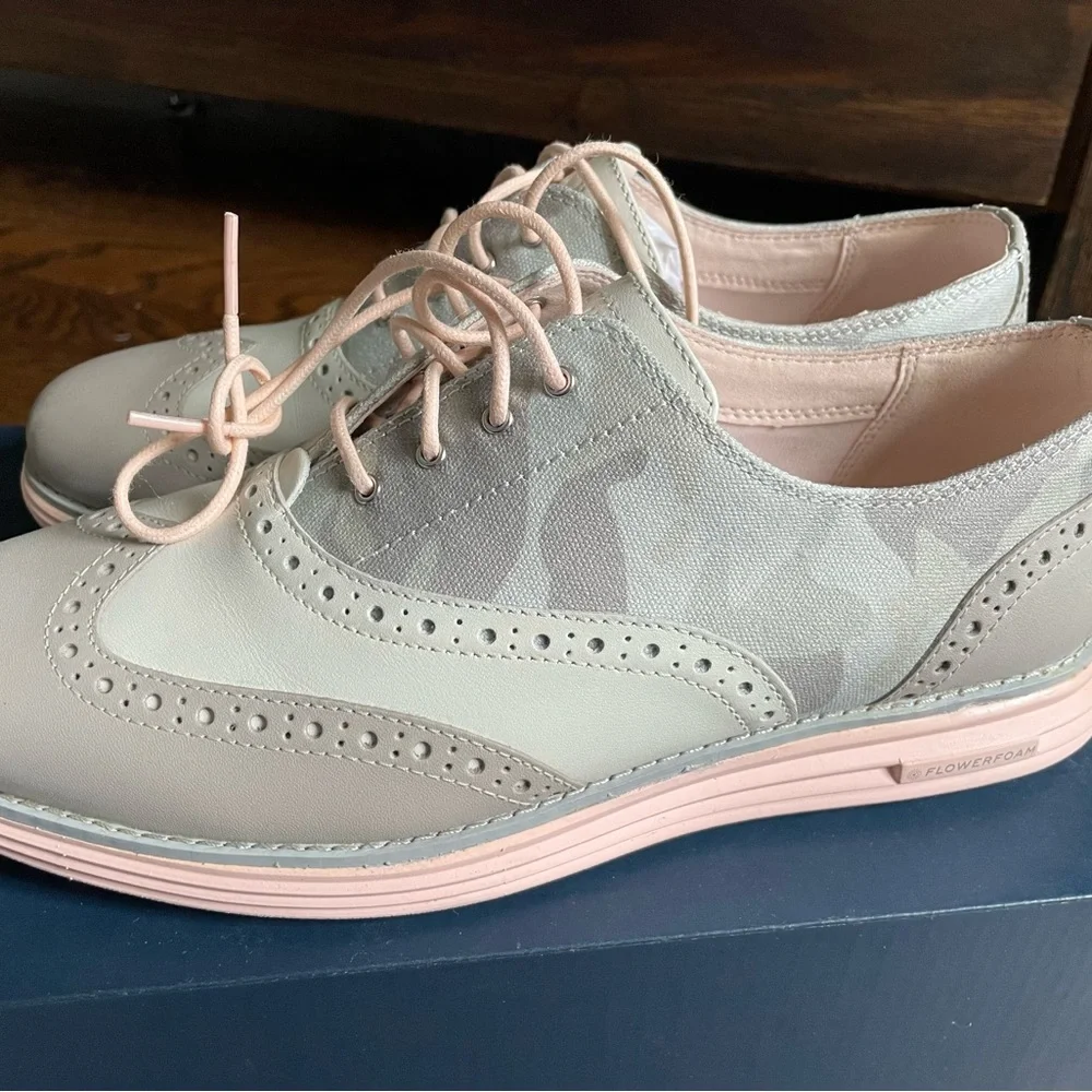 Cole Haan OG Shortwing Oxford Gray/Camo/Pink women’s 9 new in box - Picture 3 of 6